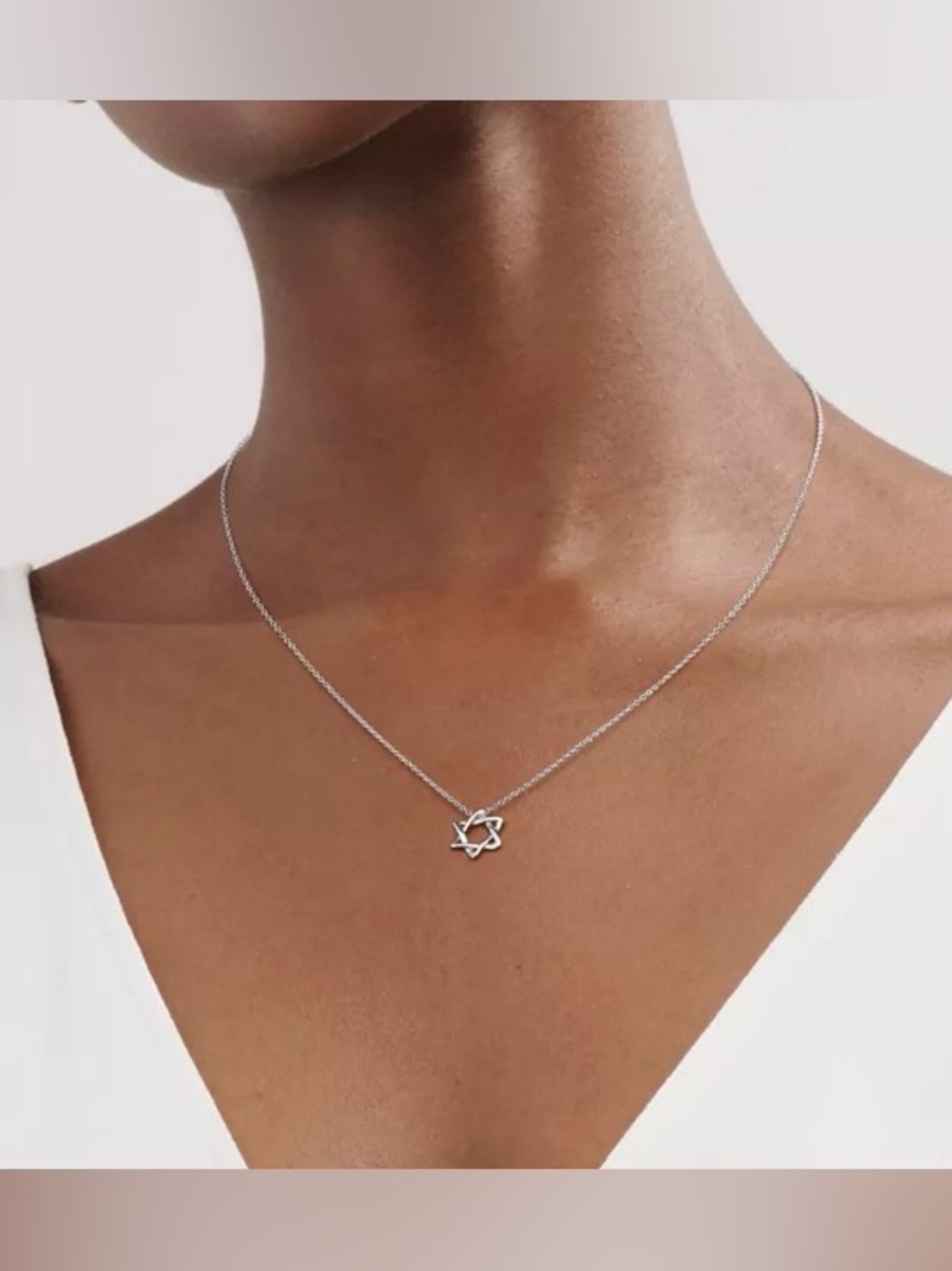 Tiffany & Co. Elsa Peretti 925 Silver Star of David Pendant Necklace Small 12mm - Picture 7 of 8